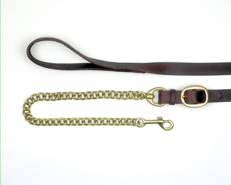Mackey Classic Leather Lead Buckle End with Chain - 6" - Brown