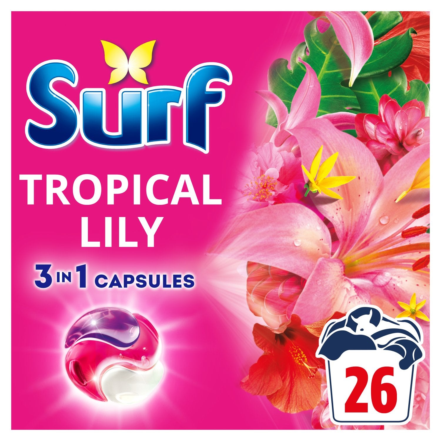 Surf Tropical Lily 3 In1 Laundry Capsules 26 Washes (449 g)