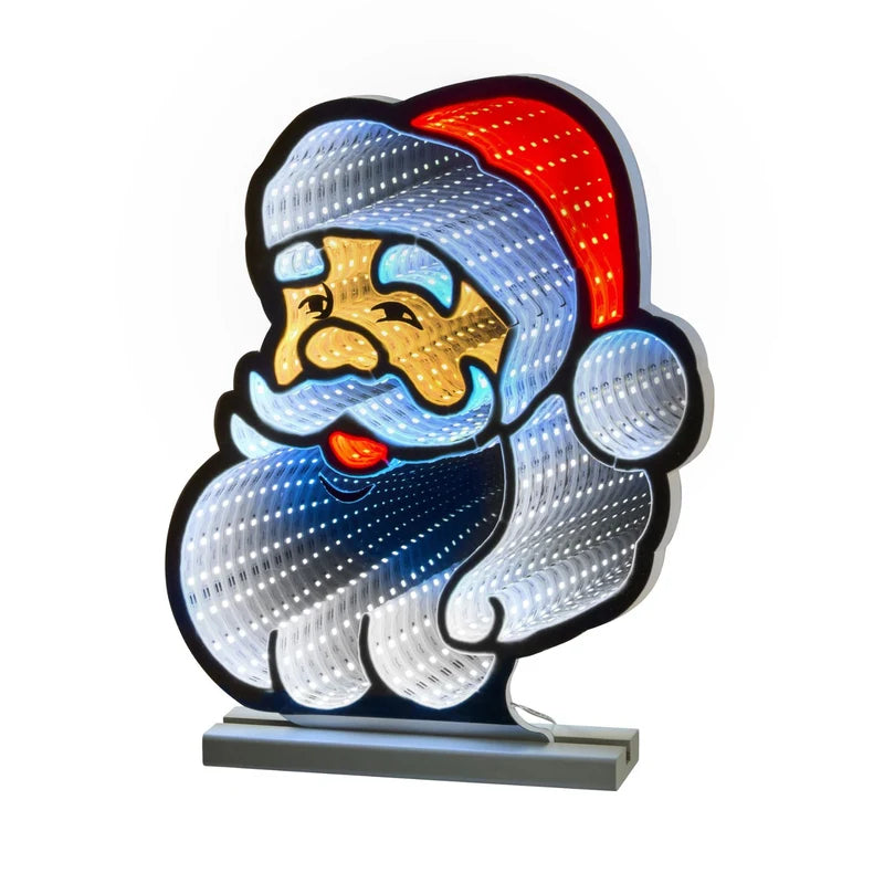 Jolly Santa Face Christmas Infinity Light - 40cm