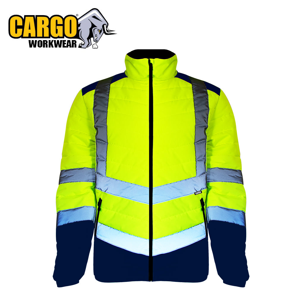 Cargo Hi Viz Puffer Jacket Two Toned Yellow