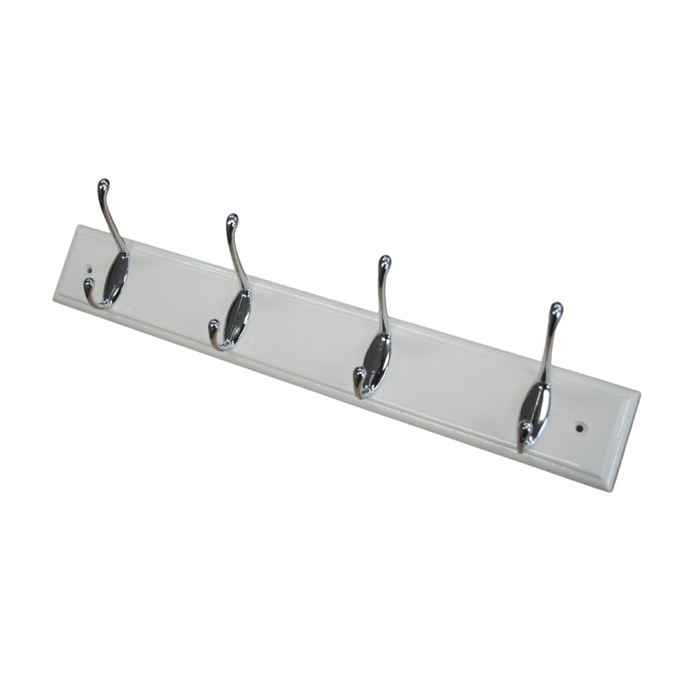 Coat Rack 4 Hook Chrome/White