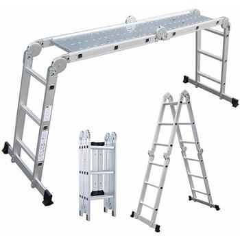 4 Way Multi Purpose Folding Ladder with Platform 3.6m Extension I Lightweight Aluminium