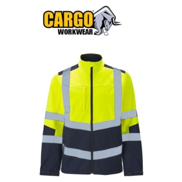 Cargo Hi Viz Two Toned Softshell Jacket Yellow