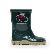 Swampmaster Junior Tractor Wellington Boot 100% Waterproof Green/Beige