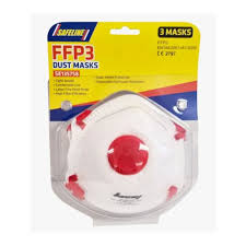 Safeline FFP3 Moulded Valved Dust Masks - Pack of 3