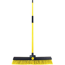 Bulldozer Broom, Yellow, Black With Polyvinyl Chloride Bristles for Dust Cleaning