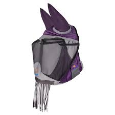 Shires FlyGuard Pro Deluxe Fly Mask with Nose Fringe - Purple