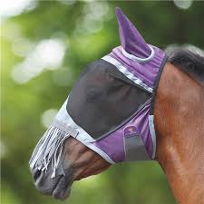 Shires FlyGuard Pro Deluxe Fly Mask with Nose Fringe - Purple