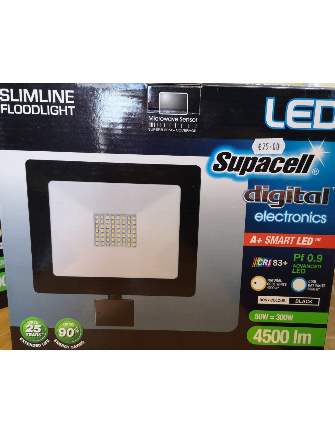 SLIMELINE FLOODLIGHT 4500LM LED SUPACELL DIGITAL ELECTRONICS