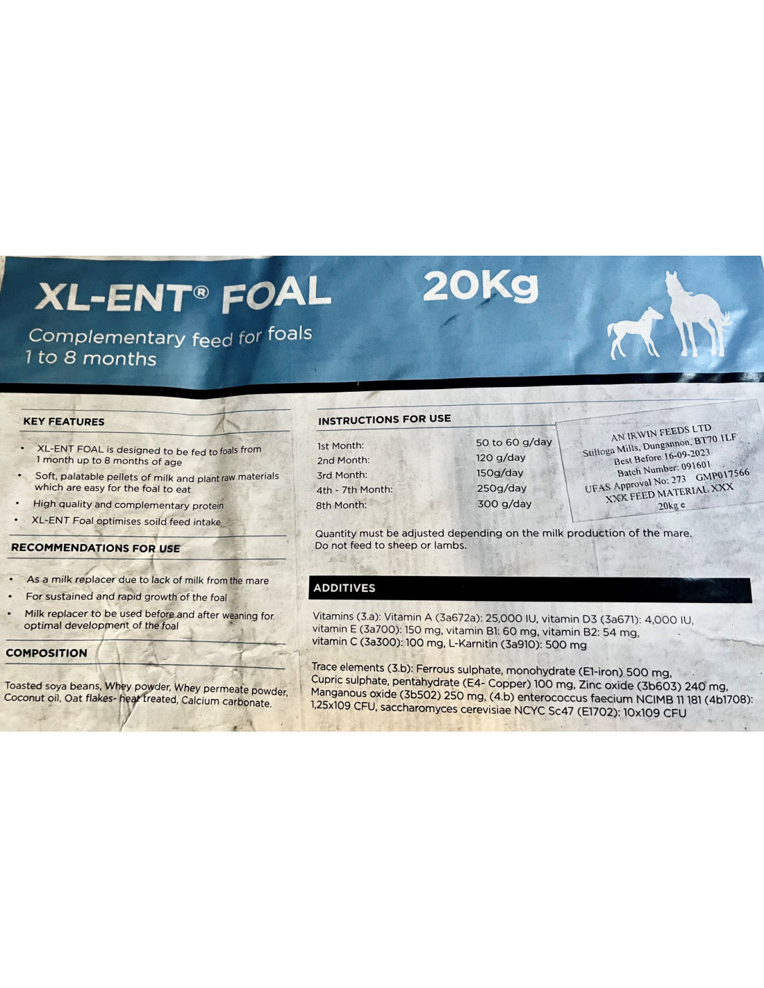 BLUEGRASS XL-ENT FOAL PELLET MILK 20KG BAG