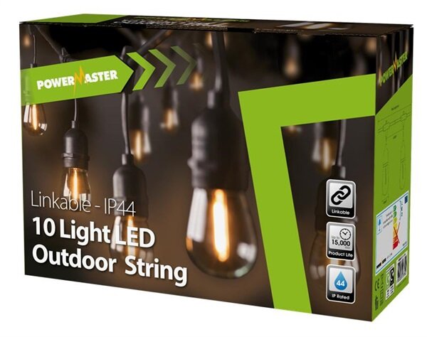 Powermaster LED String Lights Clear Festoon Sting IP44