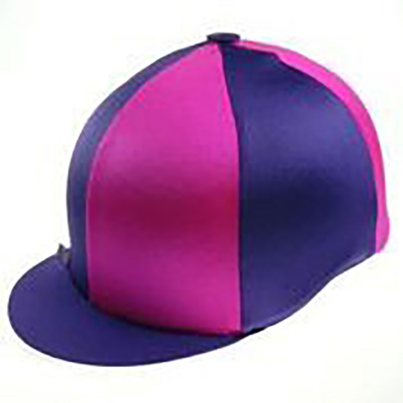 Quartered Lycra Riding Hat Cover - Cerise/Purple