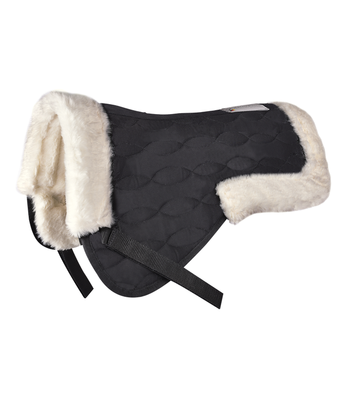 Half Saddle Pad with Synthetic Lambskin - Black/Natural
