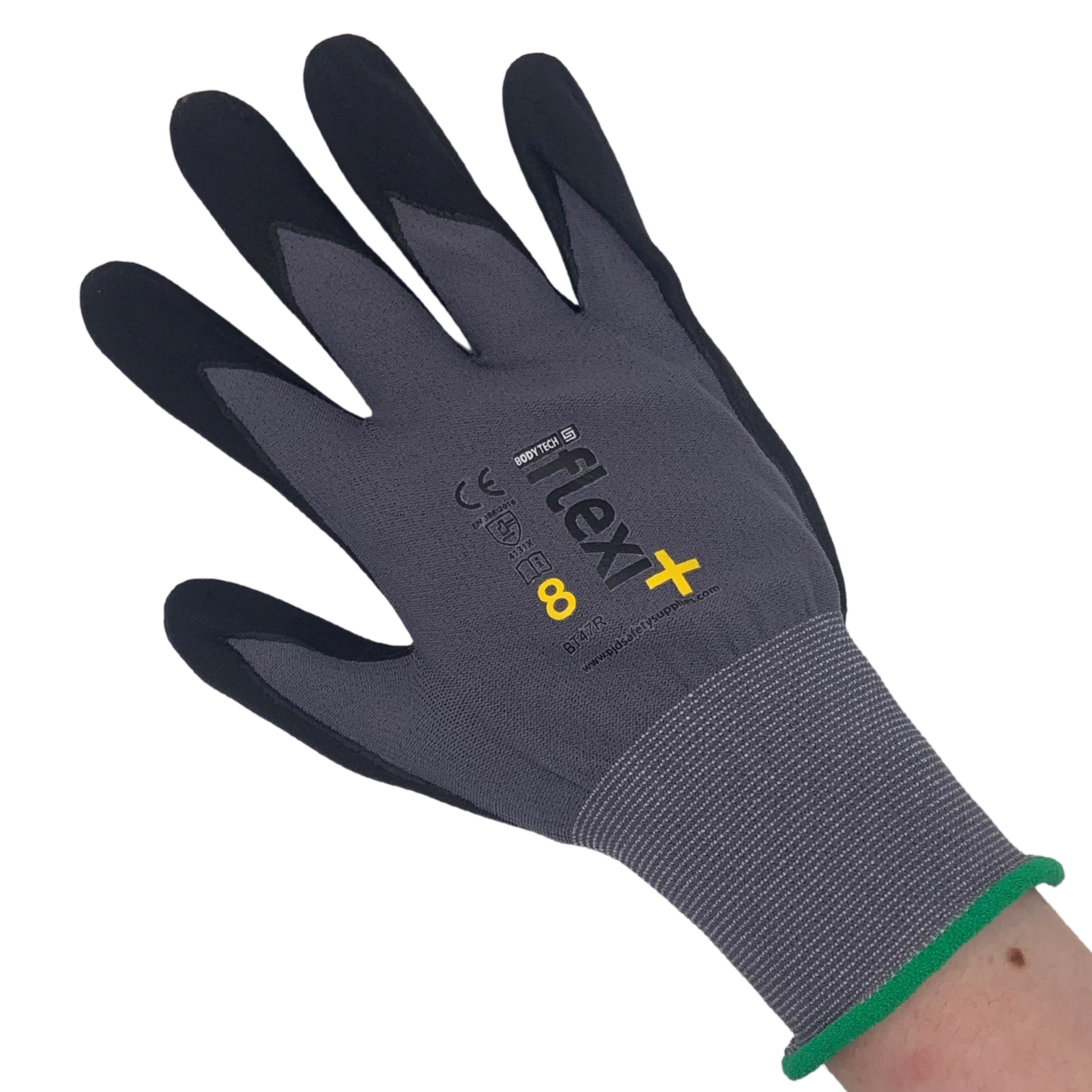 Bodytech Flexi Plus Nitrile Foam Glove Black/Grey - Large
