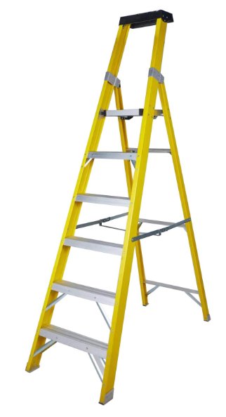 Protool Fibreglass Ladder 6 Tread with Tool Holder