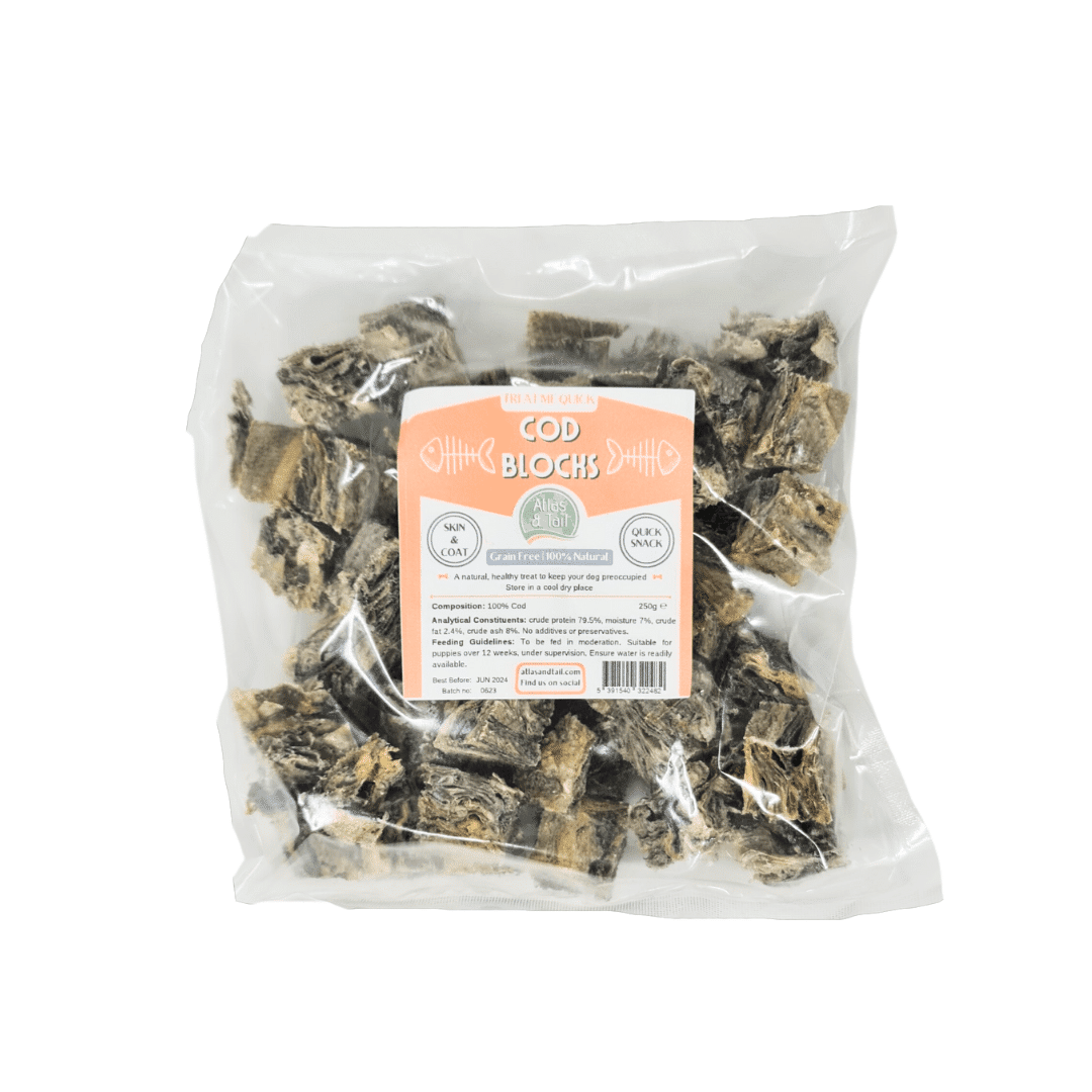 Atlas & Tail Cod Blocks Dog Treats 250g
