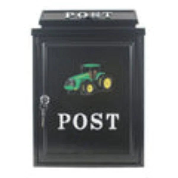 Tessi Cast Aluminium Black Green Tractor Design Post Box