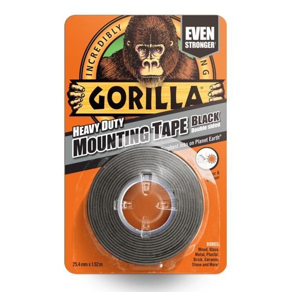 Gorilla Heavy Duty Double Sided Mounting Tape - Black 1.5m x 25mm