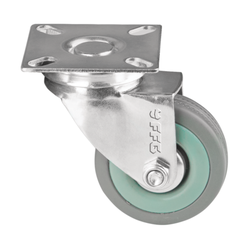 Grey Rubber Castor Wheels (Swivel Range 50mm–125mm)