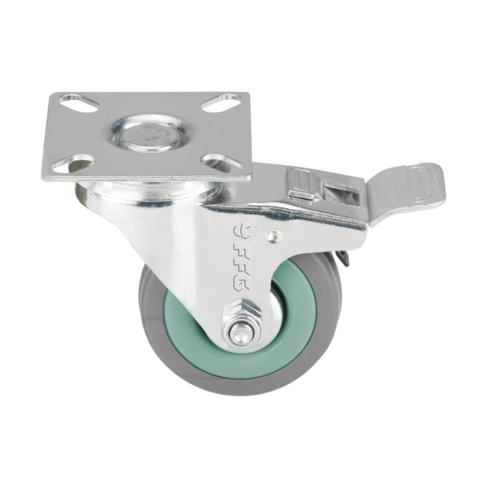 Grey Rubber Castor Wheels with Brake (65mm–75mm)