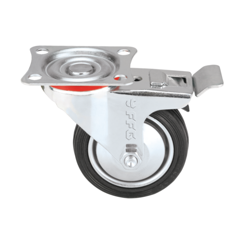 Industrial Black Castor Wheels with Brake (75mm, 80mmor 125mm)