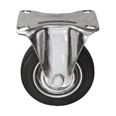 Industrial Black Fixed Castor Wheels (85mm–200mm)