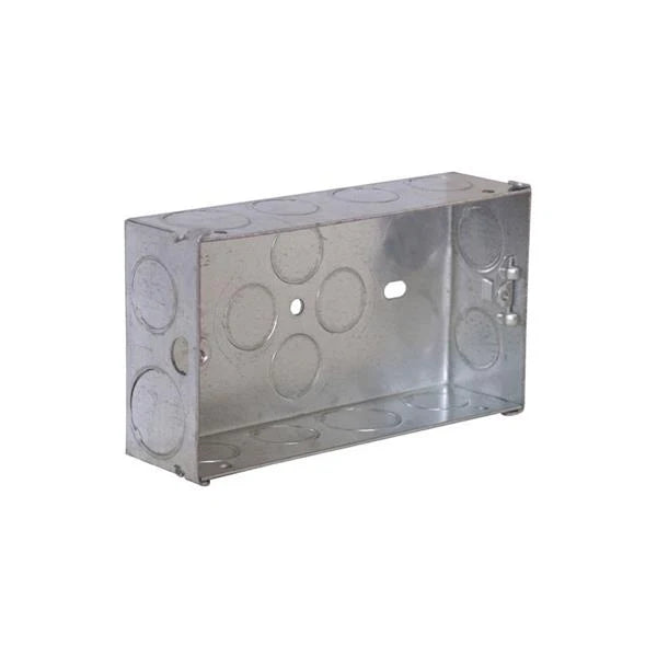 Powermaster 2 Gang 35mm Flush Metal Double Socket Box
