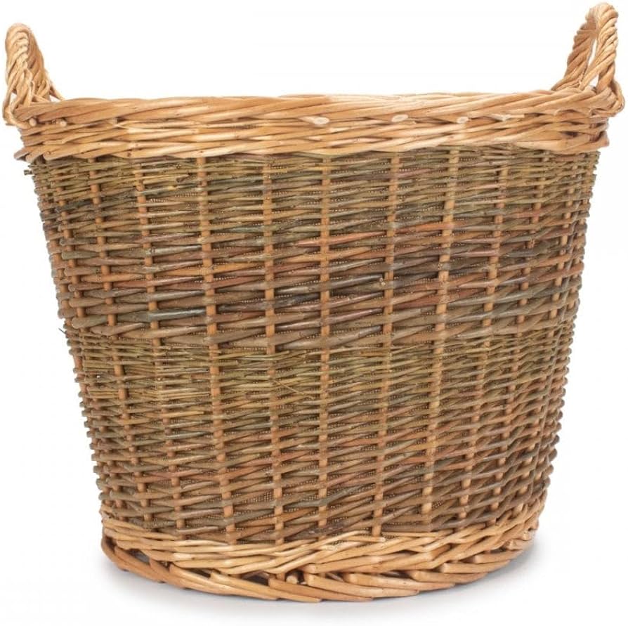 Unpeeled Log Basket 500 dia. x 380mm (450mm with handle)