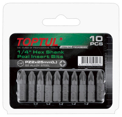 Toptul PZ2 25mm Screwdriver Bit Set 10pce