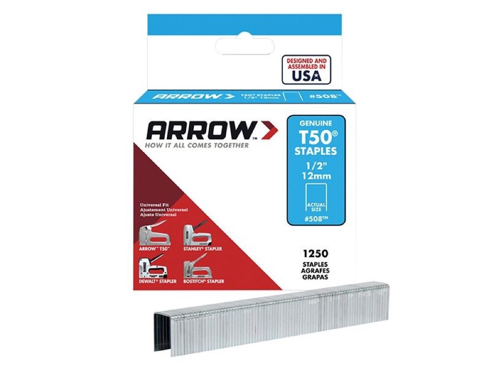 Arrow T50/55 1/4in (6mm) Staples (Pack 1250)
