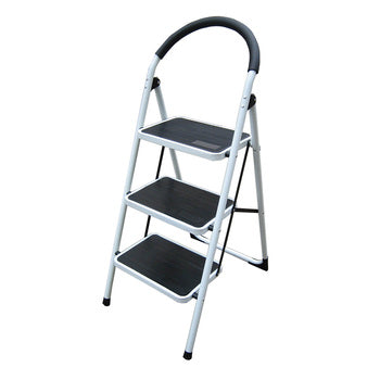 3 Step Steel Ladder White