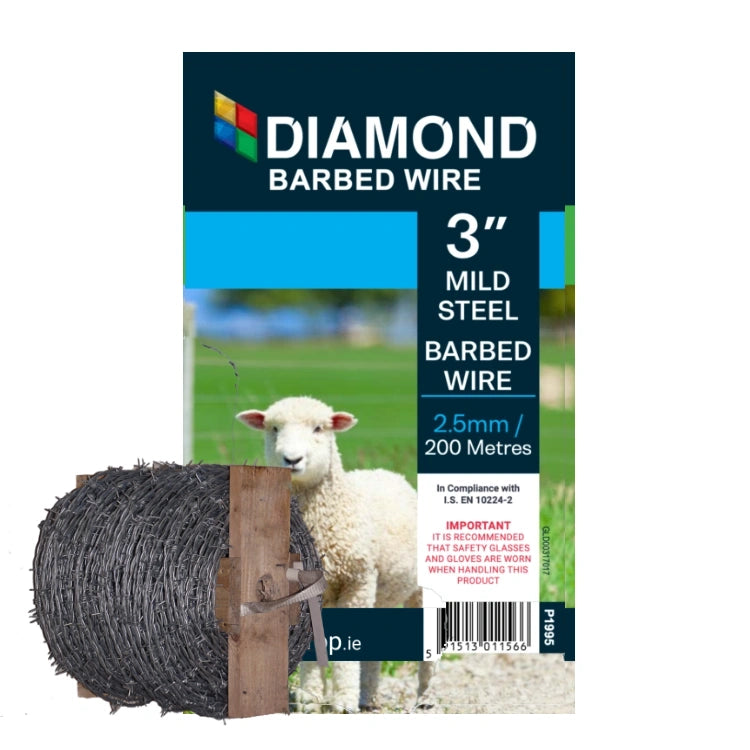 Diamond Mild Steel Barbed Wire 200m 3"