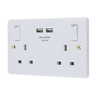 2 Gang Switched Socket White 3.1 Usb