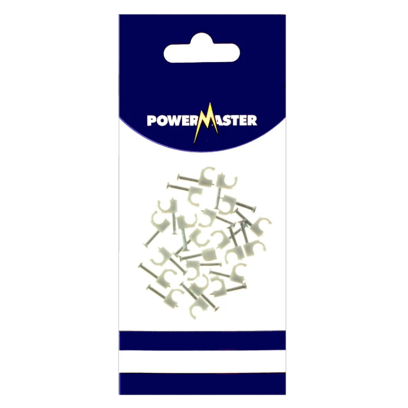 Powermaster 3mm White Cable Clips - Pack Of 20