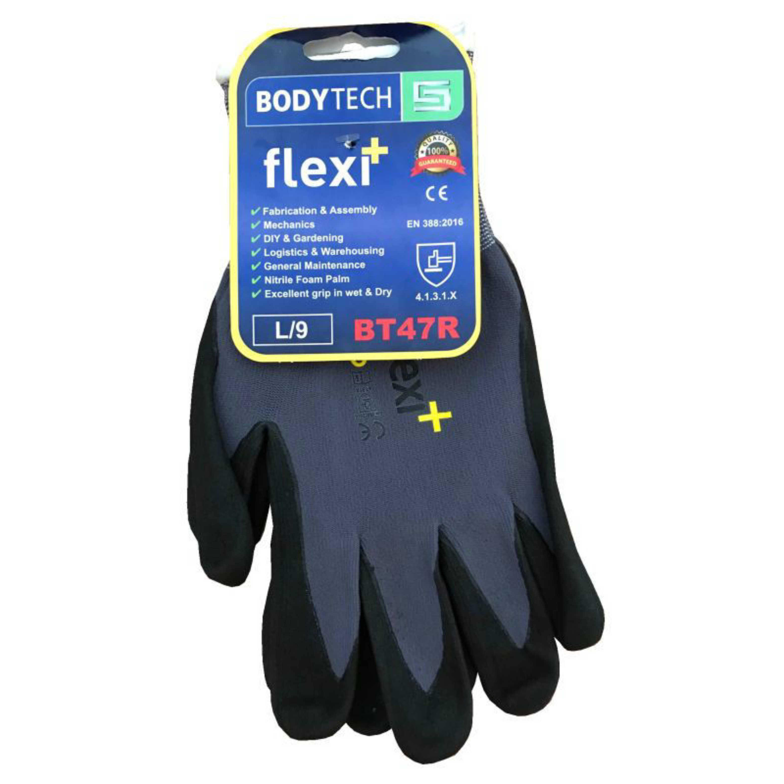 Bodytech Flexi Plus Nitrile Foam Glove Black/Grey - Large