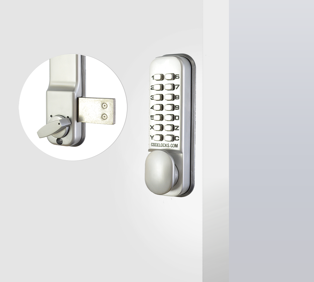 Codelocks Mechanical Medium Duty Push-Button Lock Surface Deadbolt 35mm Satin Silver