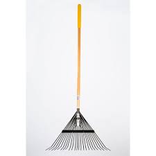 True Temper Steel Leaf Rake 24T Flat Tines Long Wood Handle