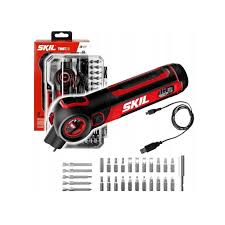 SKIL 4V SD1E2714GA Cordless Swivel Head Screwdriver – USB-C Charger, Case, and 28 Accessories
