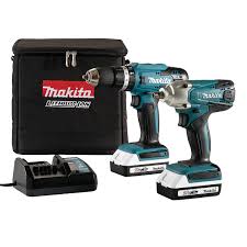 Makita 18V Li-ion Brushed Cordless Combi drill & impact driver (2 x 2Ah) DK18922AX2