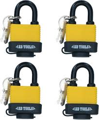 Weather Resistant Keyed Alike Padlock Set (4 Pack, 40mm)