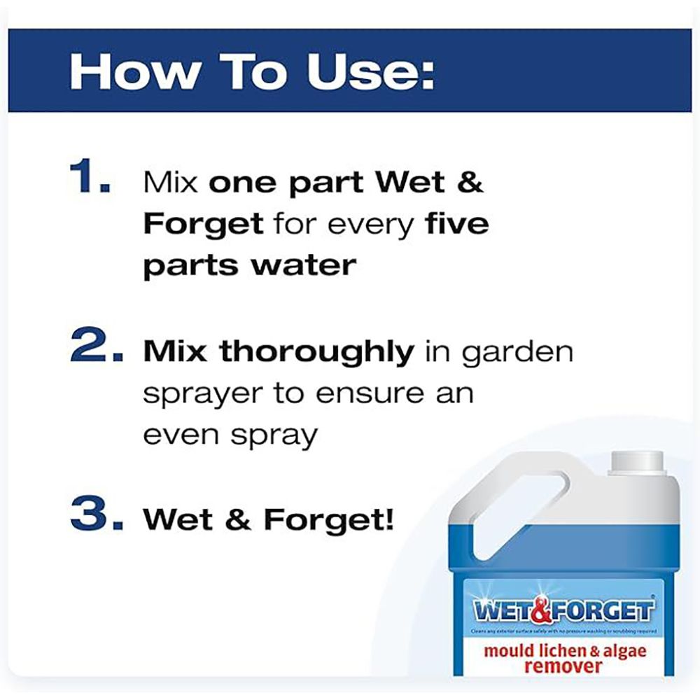Wet & Forget Outdoor Mould, Lichen & Algae Remover 2L Concentrate