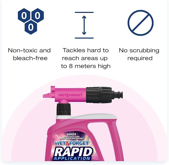 Wet & Forget Rapid Outdoor Mould, Lichen & Algae Remover 2ltr Pink