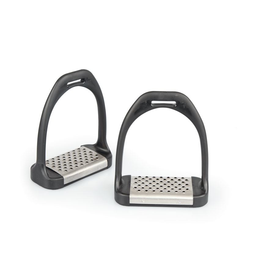 Shires Stirrup Irons with Metal Tread - Black 4.75"